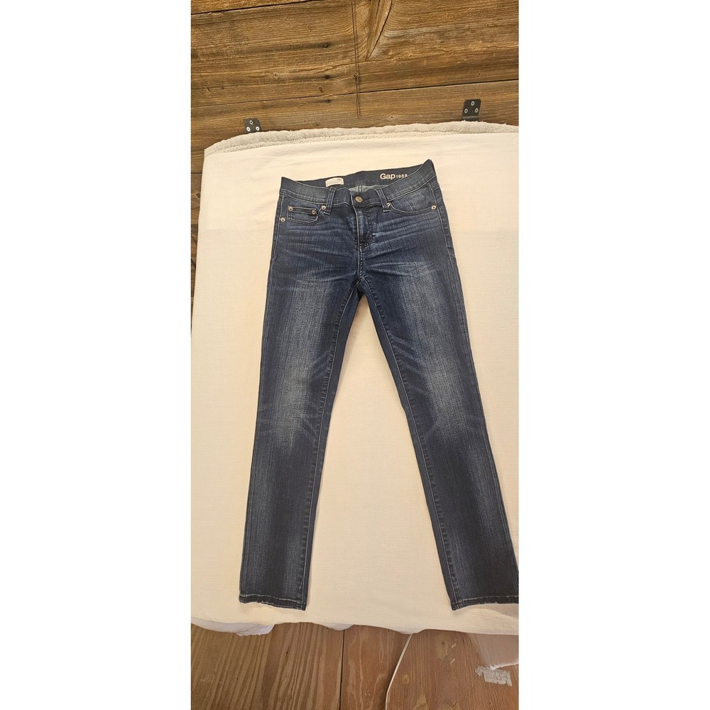 Gap 1969 Girlfriend Jeans Dark‎ Wash Slim Tapered Blue Denim 26r
